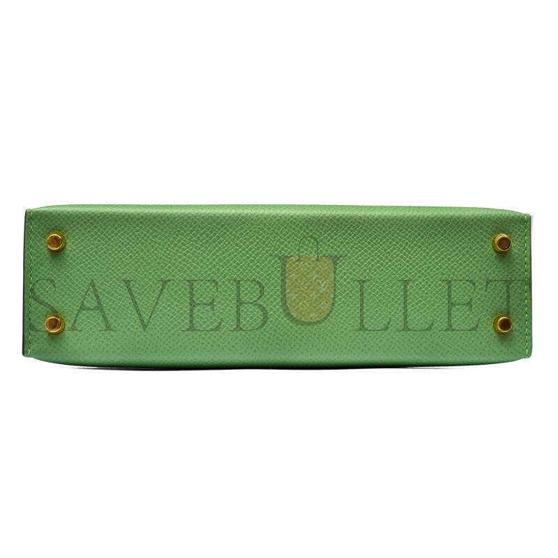 H**mes VERT CRIQUET EPSOM MINI KELLY II GOLD HARDWARE (19*12*5.5cm)